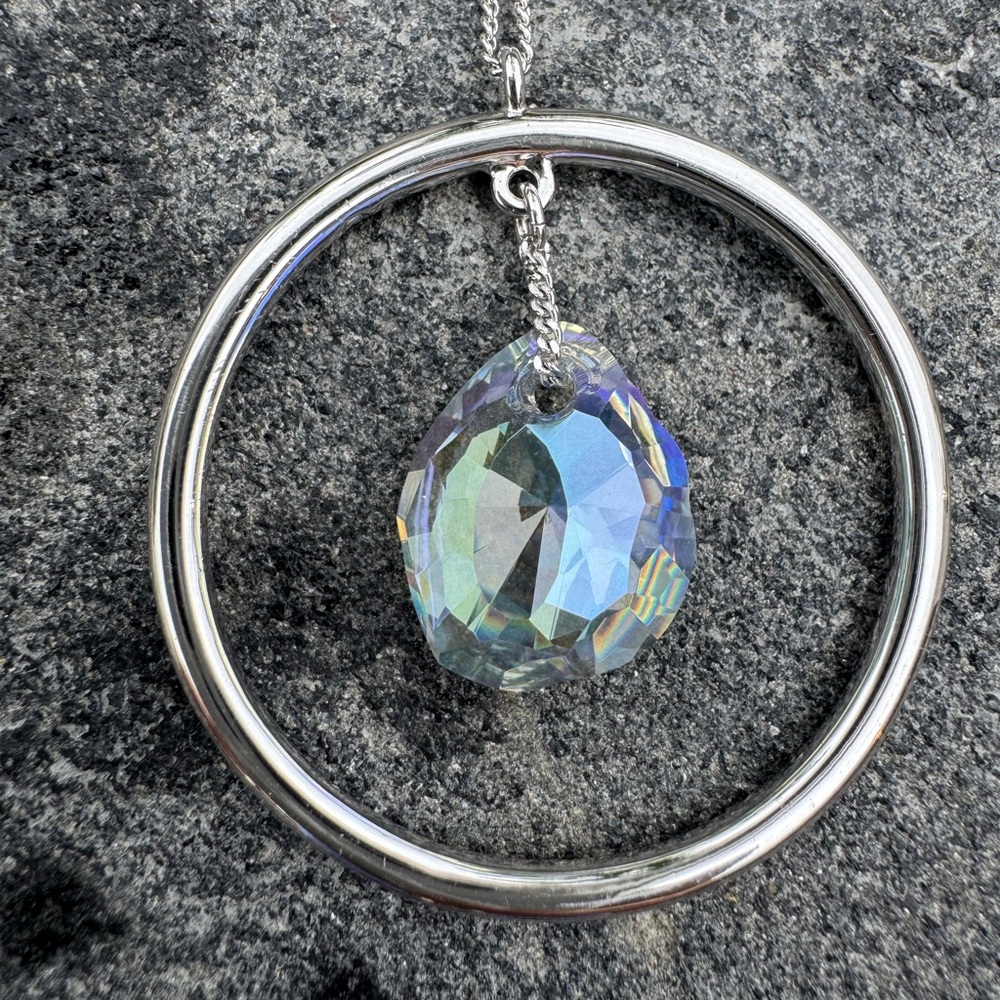 Swarovski Teardrop Crystal & Rhodium Plated Pendant Necklace